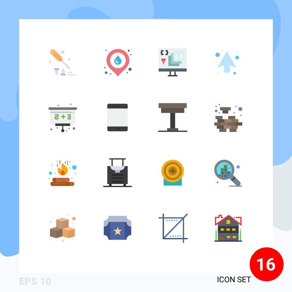 16 tematiska vektor platt färger och redigerbar symboler av tillbaka till skola upp app pilar programmering redigerbar packa av kreativ vektor design element