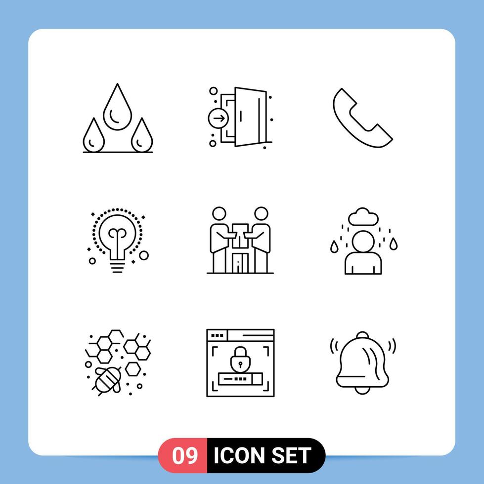 9 universell översikt tecken symboler av partners företag ring upp aning Glödlampa redigerbar vektor design element