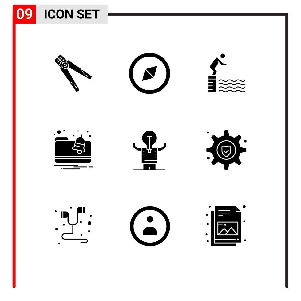 Stock Vector Icon Pack mit 9 Zeilen Zeichen und Symbolen für Mann Business Jump Notification Alert editierbare Vektordesign-Elemente
