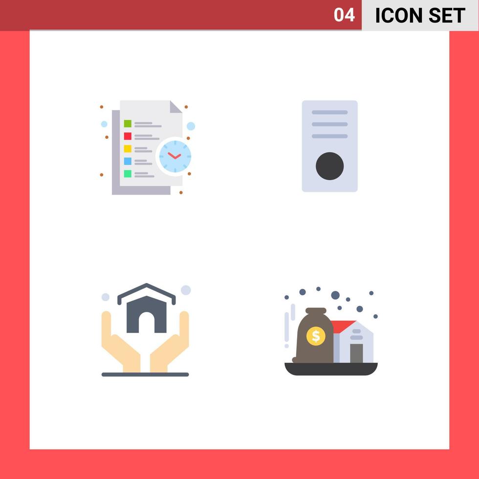 Gruppe von 4 modernen flachen Symbolen für Business-Hardware-Task-Desktop-Home-editierbare Vektordesign-Elemente vektor