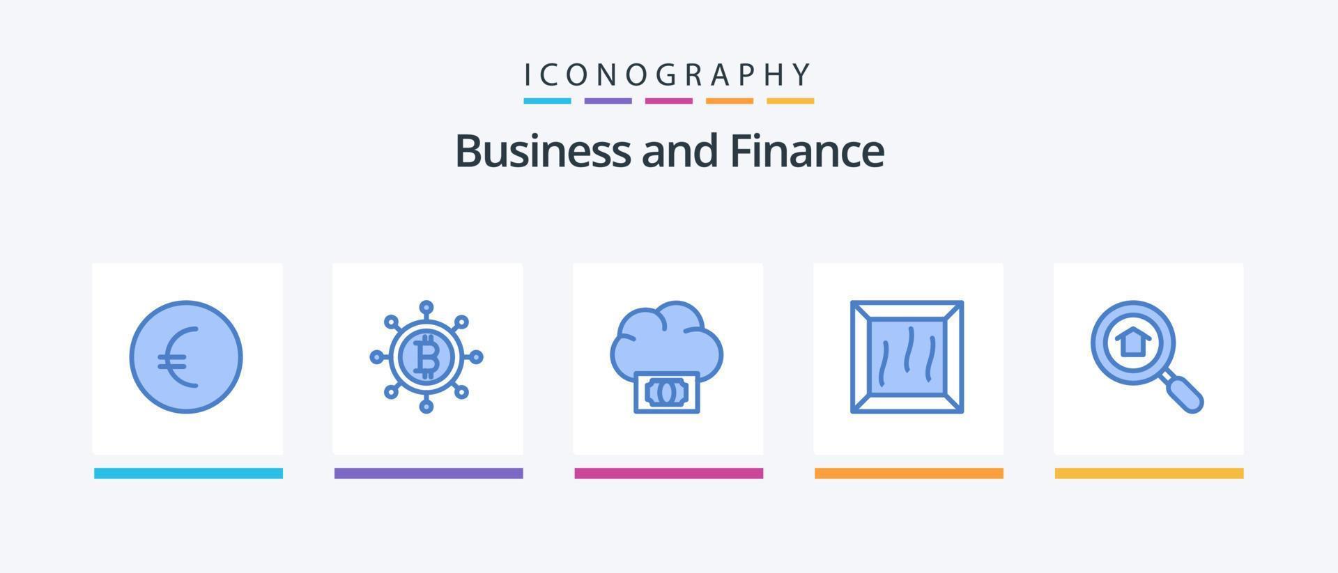 finansiera blå 5 ikon packa Inklusive . bunt. verklig egendom. kreativ ikoner design vektor