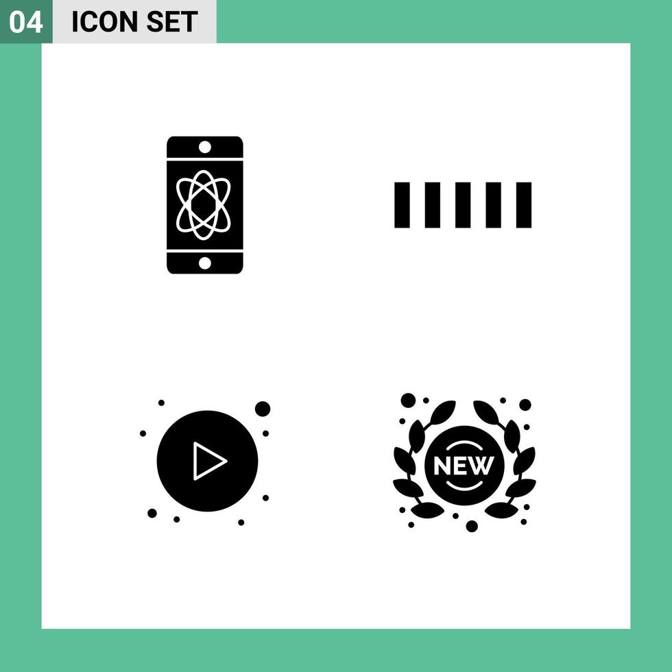 uppsättning av 4 modern ui ikoner symboler tecken för atom knapp tech signal ny redigerbar vektor design element