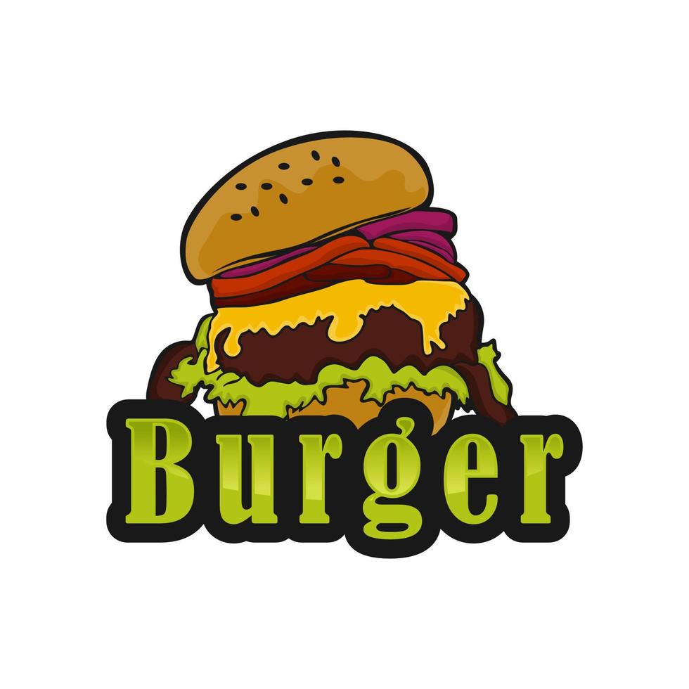 Vektor-Vintage-Burger-Label. hand gezeichnete einfarbige schnellimbissillustration. ideal für logo-element, poster, symbol, aufkleber oder etikett. vektor