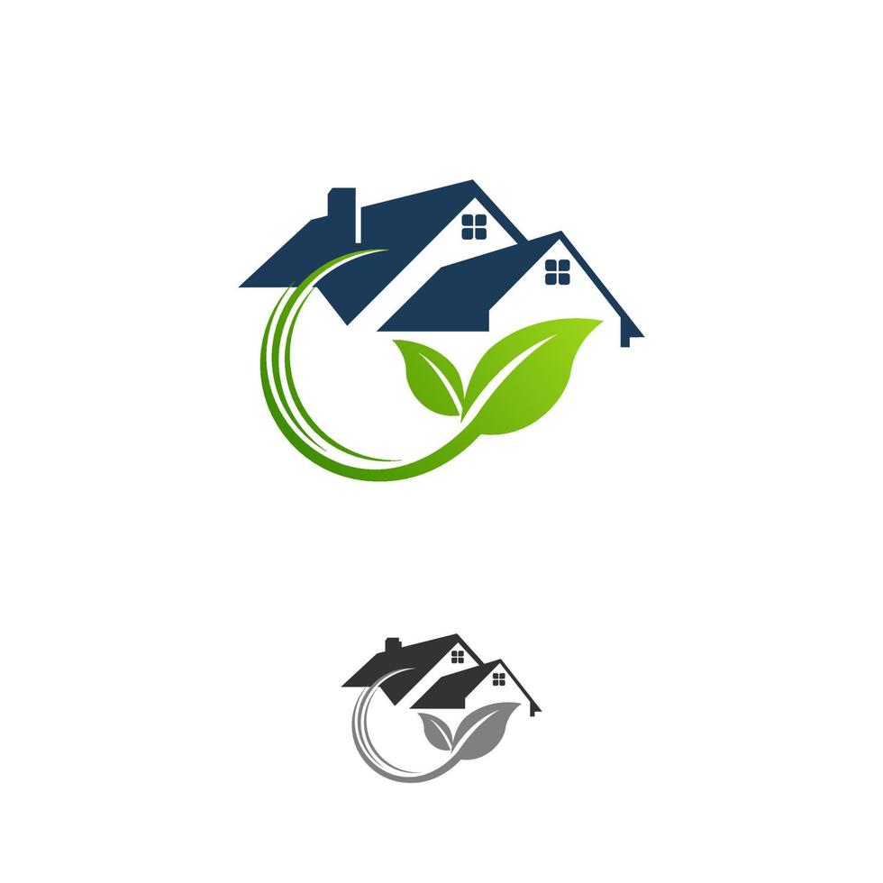 Grünes Haus-Symbol mit Blättern - Öko-Konzept-Vektor. Diese Grafik stellt auch eine Residenz dar, die mit grünen Technologien, nachhaltiger Entwicklung, Naturschutz usw. gebaut wurde vektor