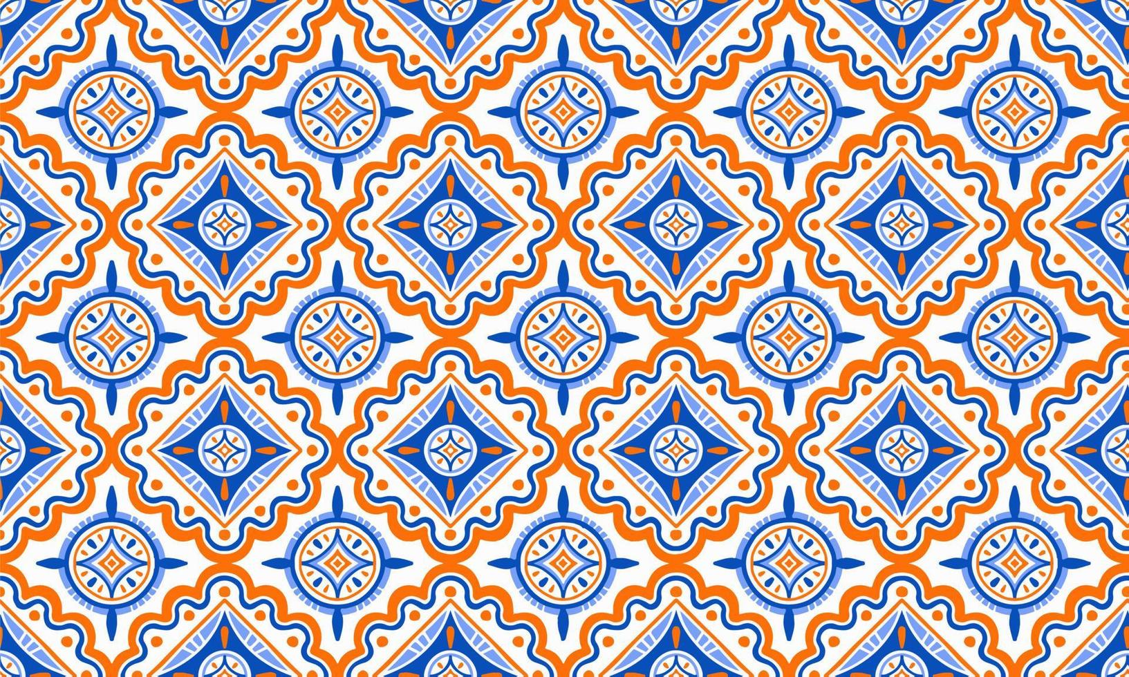 ethnisch abstrakt hintergrund niedlich blau orange geometrisch tribal ikat volksmotiv arabisch orientalisch einheimisches muster traditionelles design teppich tapete kleidung stoff verpackung druck batik folk strick vektor