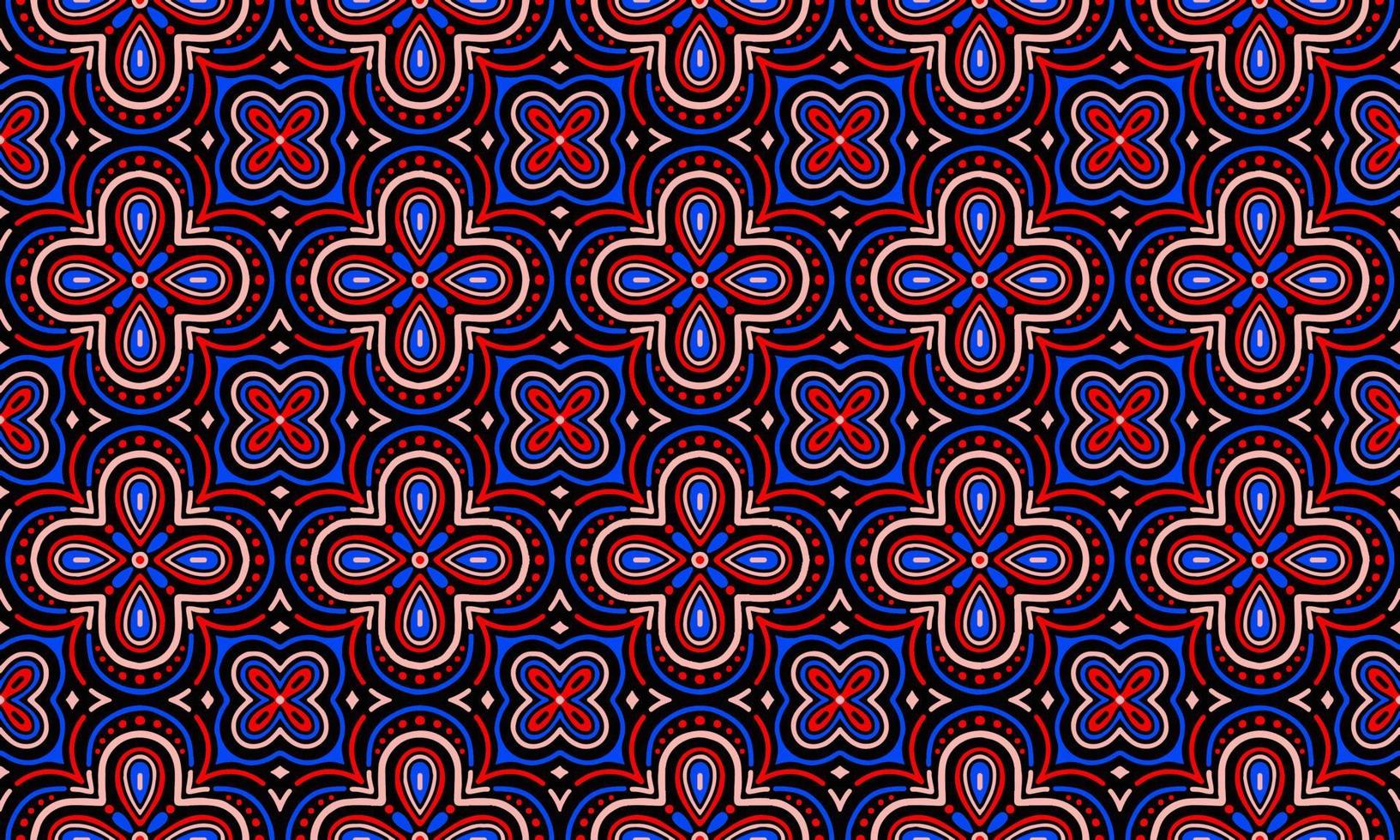 ethnisch abstrakt hintergrund hübsch rot blau schwarz blume geometrisch tribal volksmotiv arabisch orientalisch gebürtig muster traditionell design teppich tapete kleidung stoff verpackung druck batik volksvektor vektor