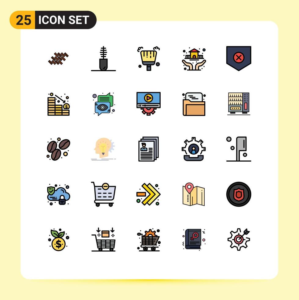 uppsättning av 25 modern ui ikoner symboler tecken för säkerhet försäkring mascara hus skydd redigerbar vektor design element