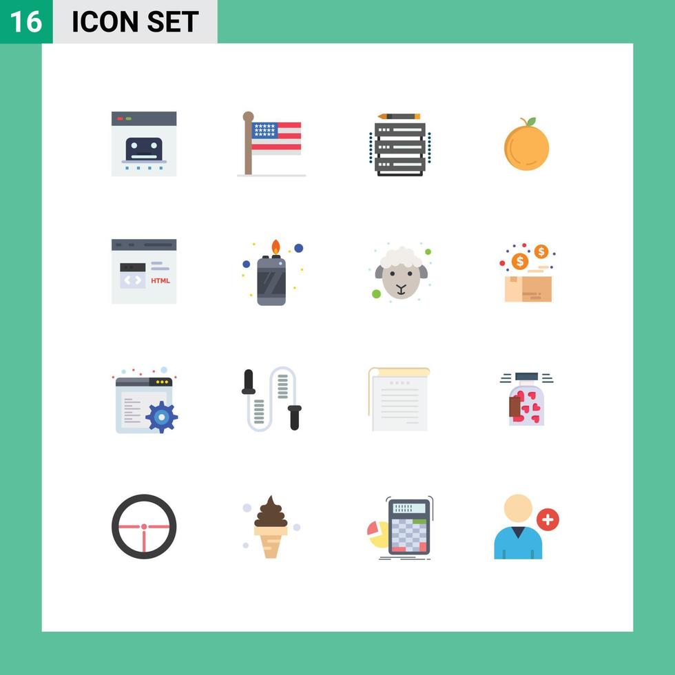 grupp av 16 platt färger tecken och symboler för kodning kinesisk USA Kina server redigerbar packa av kreativ vektor design element