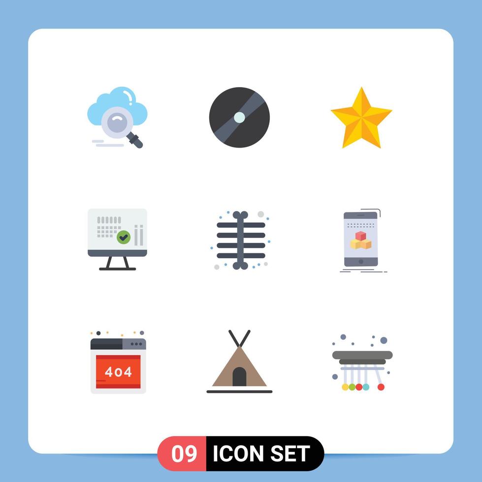 Piktogrammsatz von 9 einfachen flachen Farben von bearbeitbaren Vektordesignelementen des Kalenderbildschirms Pokeball medizinischer Feiertag vektor