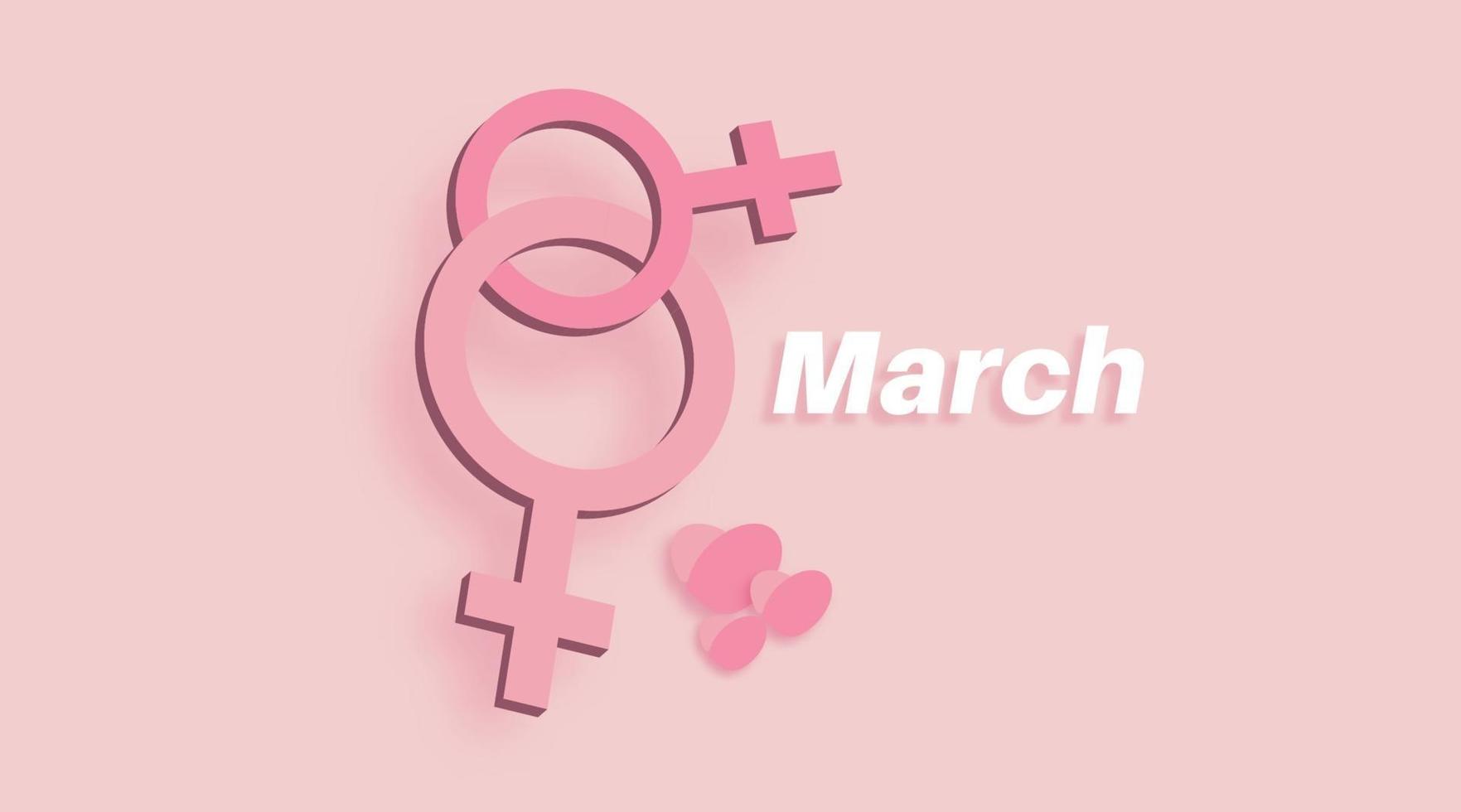glad internationell kvinnodag den 8 mars designbakgrund. 3d vektorillustration vektor
