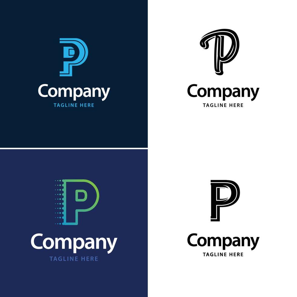 Buchstabe p großes Logo-Pack-Design kreatives modernes Logo-Design für Ihr Unternehmen vektor