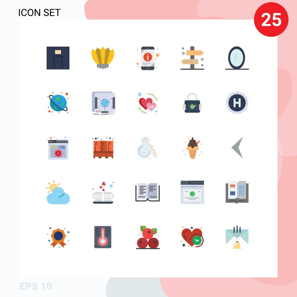mobil gränssnitt platt Färg uppsättning av 25 piktogram av resa Karta hav plats mobil information redigerbar vektor design element