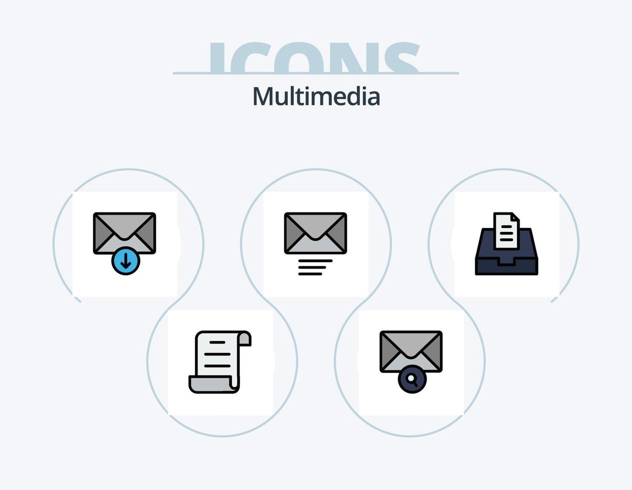 multimedia linje fylld ikon packa 5 ikon design. . historia. . meddelande vektor