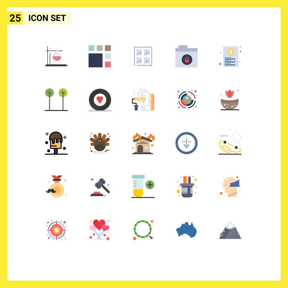Aktienvektor-Icon-Pack mit 25 Zeilenzeichen und Symbolen für bearbeitbare Vektordesign-Elemente für Papierdateifenster-Dokumentenordner vektor