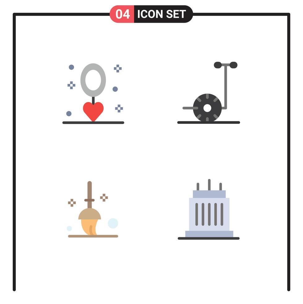 4 kreativ ikoner modern tecken och symboler av firande rengöring halsband skoter byggnader redigerbar vektor design element