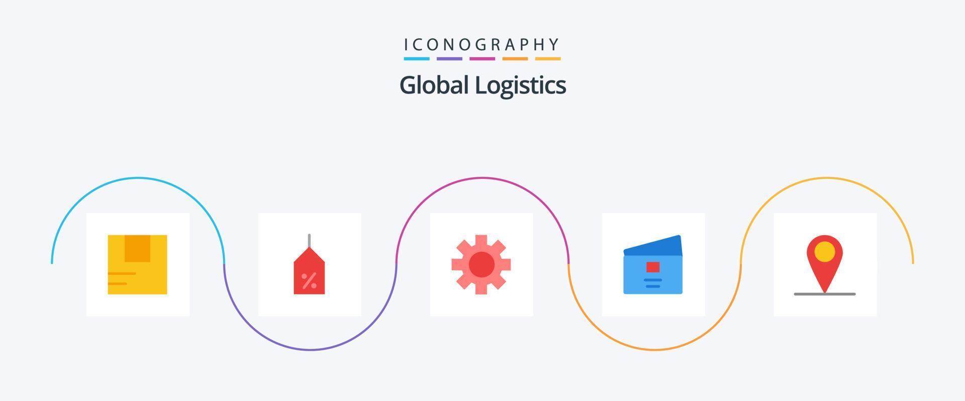 globales Logistik-Flat-5-Icon-Paket einschließlich global. zahlen. Einstellung. global. Kredit vektor