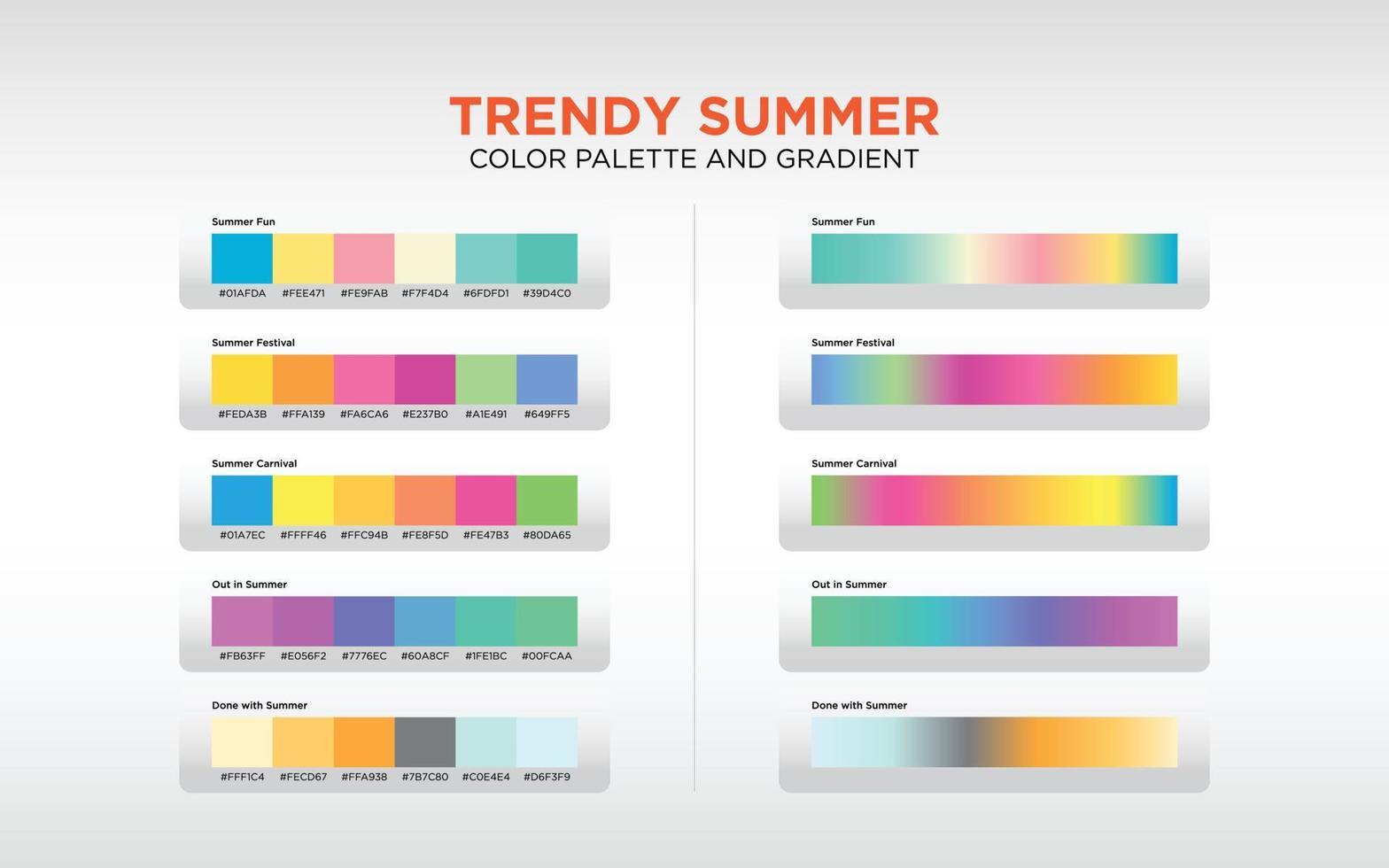 Farbplatte und Farbverlauf für den trendigen Sommer vektor