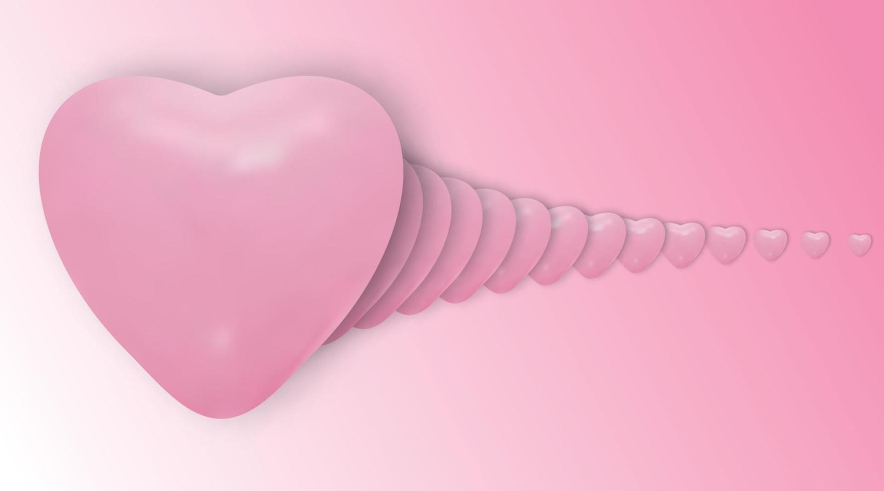 Valentinstag Vektor Hintergrund. Vektorillustration von überlappenden rosa Herzen 3d Designballons