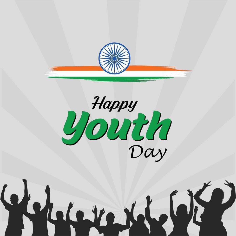nationell ungdom dag av Indien, mall för bakgrund, baner, kort, affisch med text inskrift. vektor illustration.