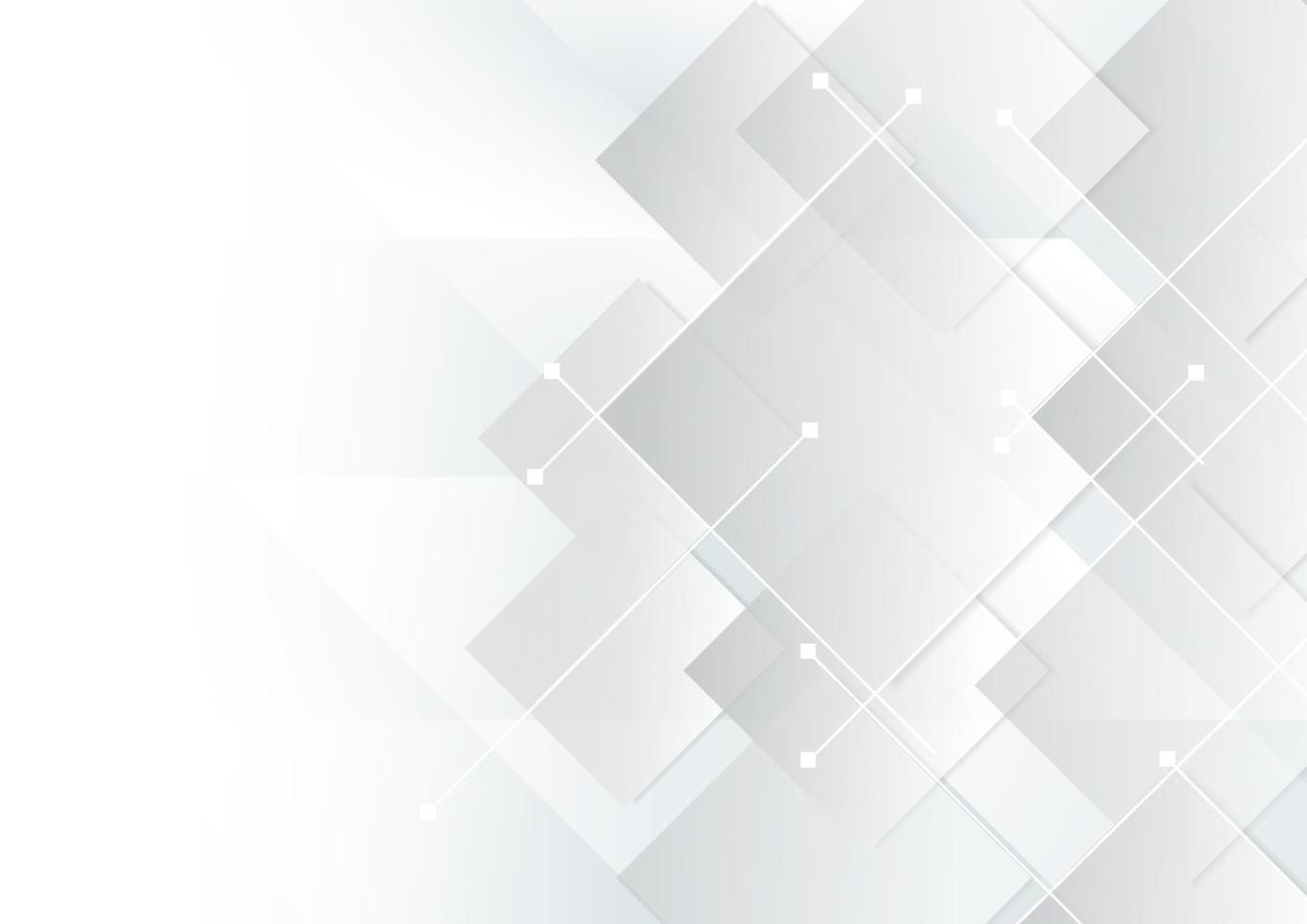 abstraktes geometrisches Quadratgrau mit Linie auf weißem Hintergrund-Technologiekonzept. vektor