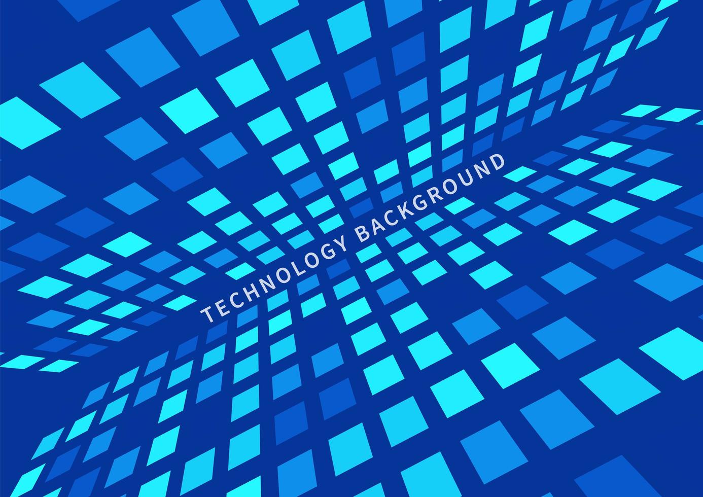 futuristischer perspektivischer Hintergrund des Musters der blauen Quadrate des abstrakten Technologiekonzepts. vektor