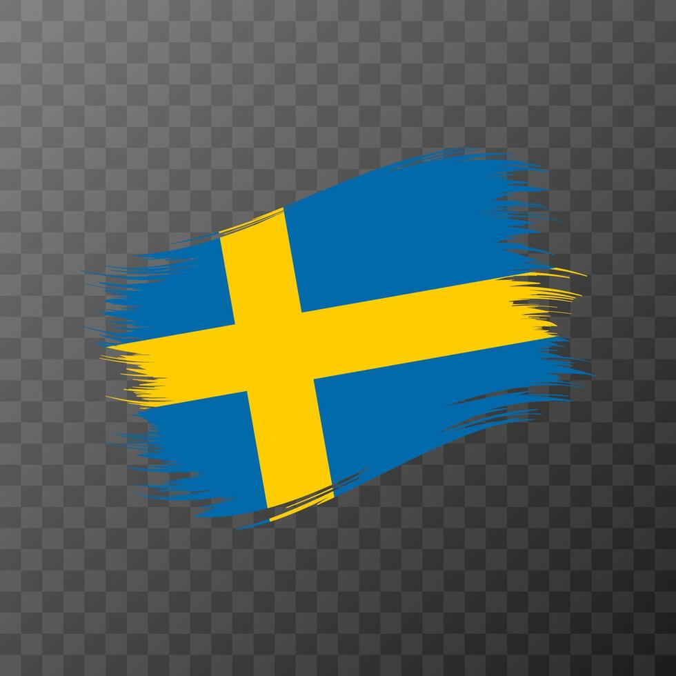 Sverige nationell flagga. grunge borsta stroke. vektor