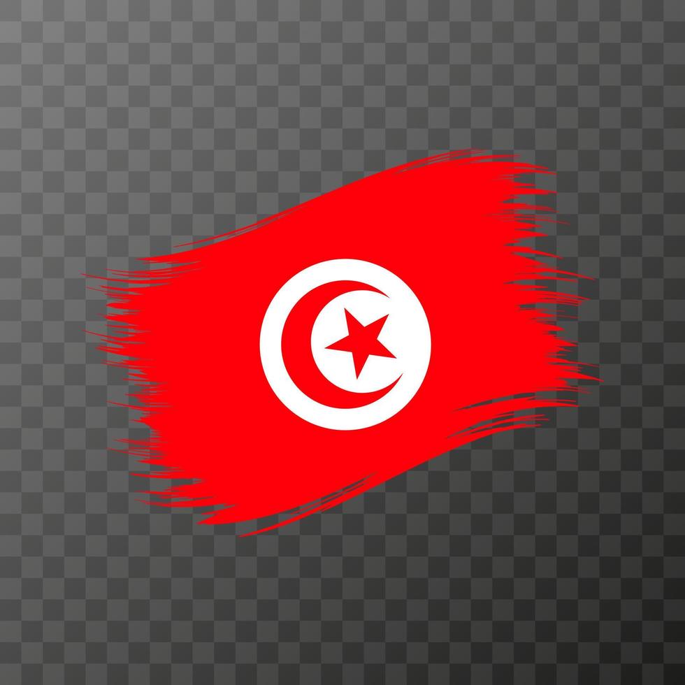 tunisien nationell flagga. grunge borsta stroke. vektor