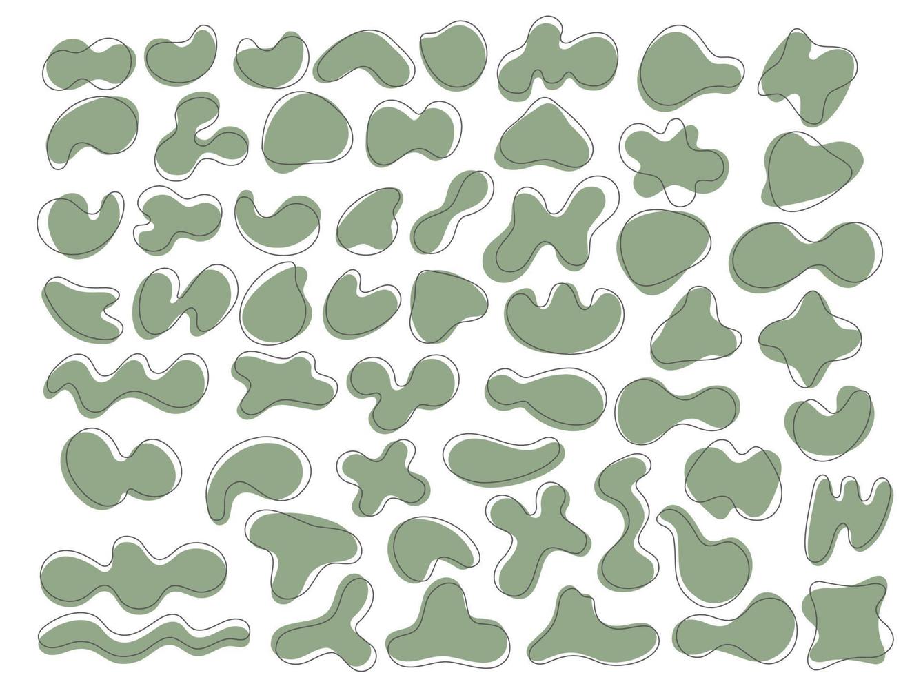 grön organisk former uppsättning. abstrakt oregelbunden blottar i minimal trendig design med översikt cirklar. former för affisch berättelse ramar. vektor