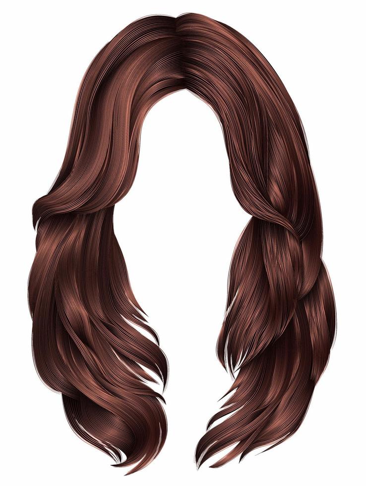 trendige frau lange haare rote kupferfarben. Schönheit Mode. realistisch 3d vektor