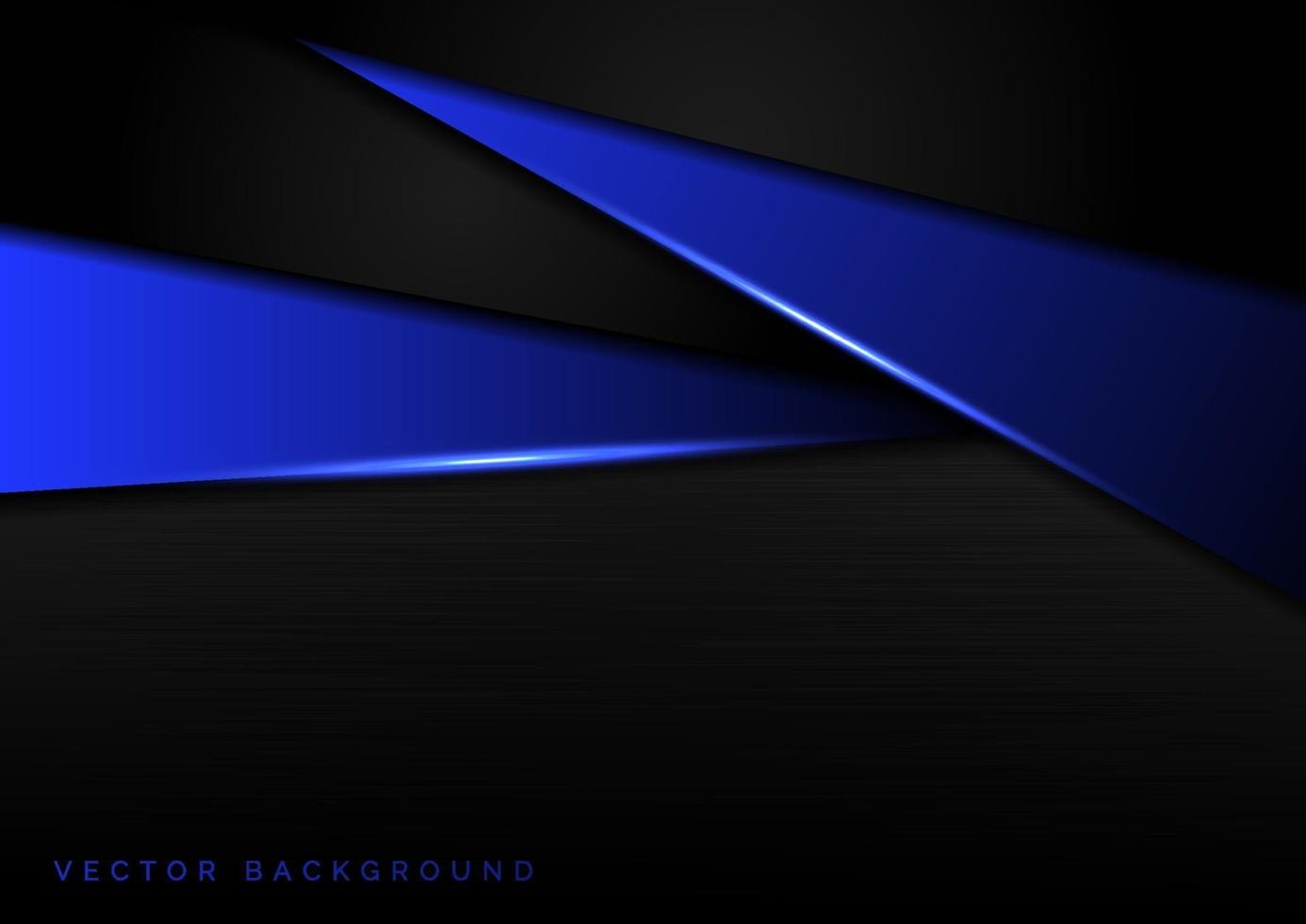 abstrakt mall blå metallisk överlappning med blått ljus modern teknikstil på mörk metallisk bakgrund. vektor