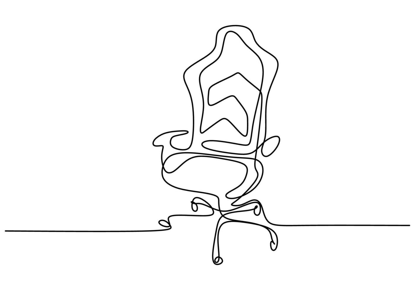 kontinuierlicher Bürostuhl mit einer Strichzeichnung. moderner Arbeitsstuhl lokalisiert auf weißem Hintergrund. bequemer Bürostuhl für minimalistisches Design. stilvolles Büroinnenraumkonzept. Vektorillustration vektor