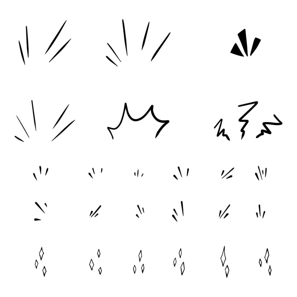 Vektor-Set von handgezeichneten niedlichen Cartoony-Ausdruckszeichen Doodle-Linie Strokeemoticon-Effekten Design-Elemente, Cartoon-Charakter-Emotionssymbole, vektor