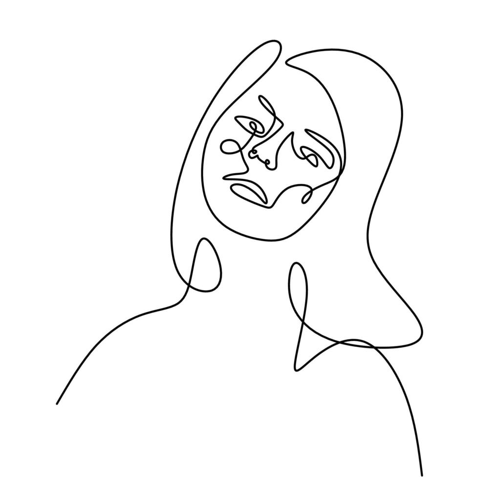 abstrakt affisch med minimal kvinna ansikte en kontinuerlig kontur isolerad på vit bakgrund. modetryck. vektor