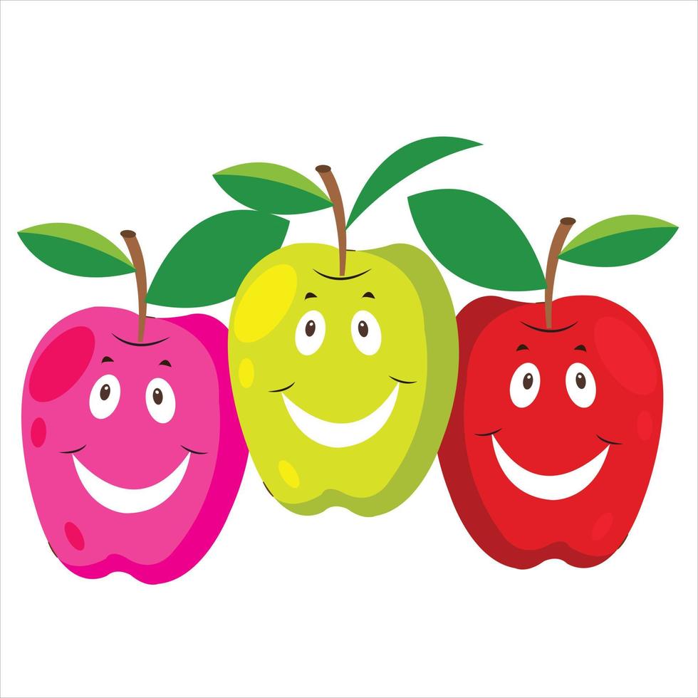 Vektor roter Apfel mit glücklichem Gesicht