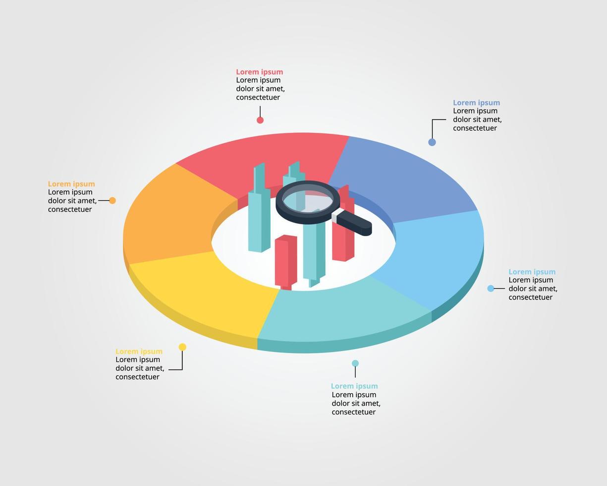 stock marknadsföra mall för infographic för presentation för 6 element vektor