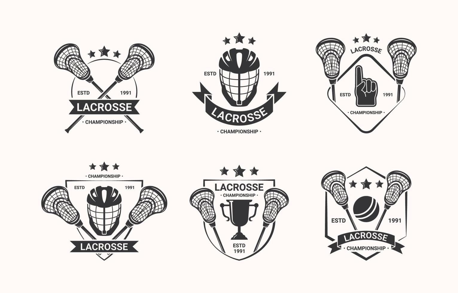 uppsättning av lacrosse sport logotyp vektor