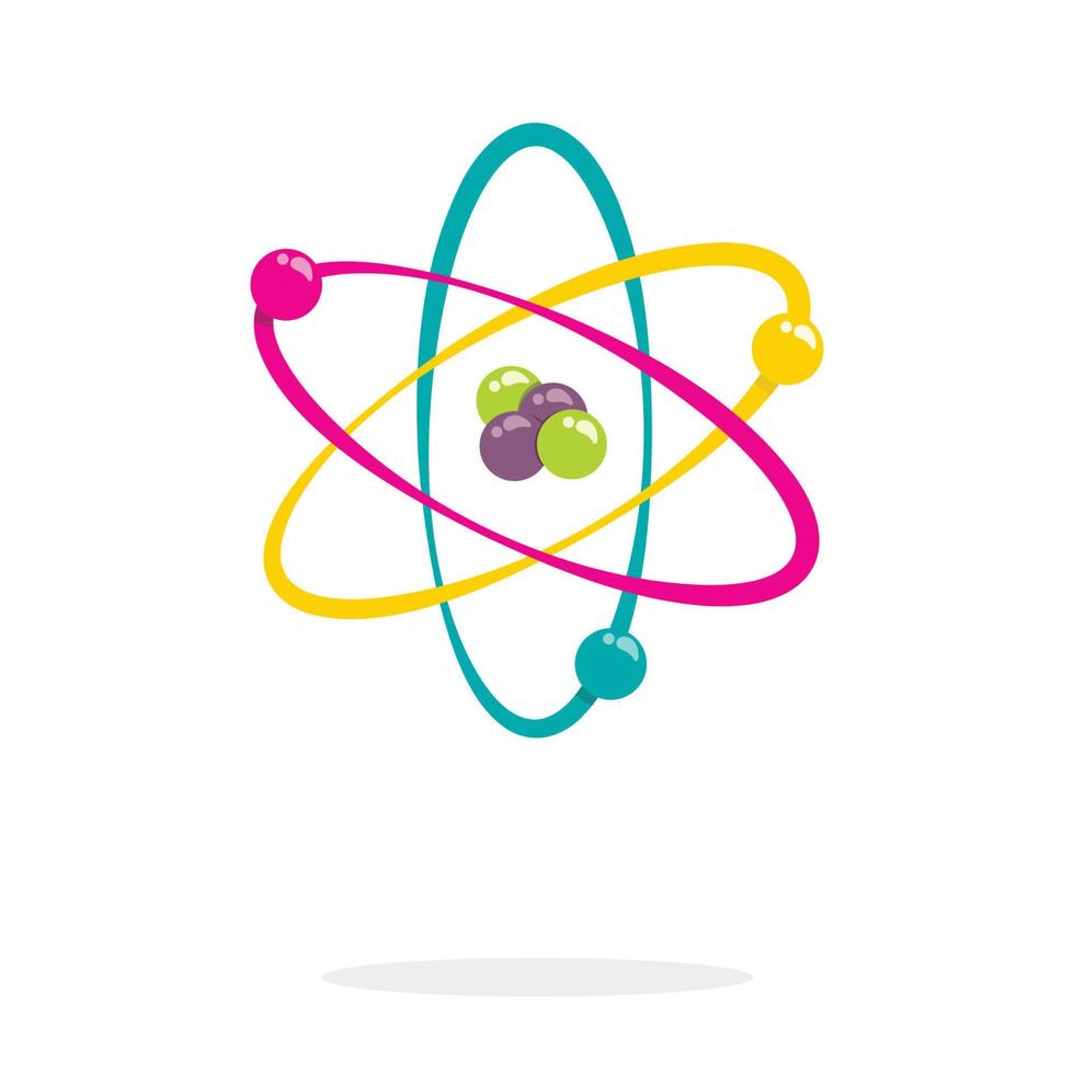 Atom mit Elektronen in der Umlaufbahn, Vektorgrafik Physikalische Wissenschaftsgrafik vektor