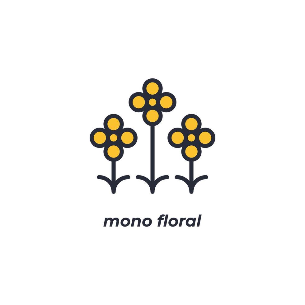vektor tecken mono blommig symbol är isolerat på en vit bakgrund. ikon Färg redigerbar.