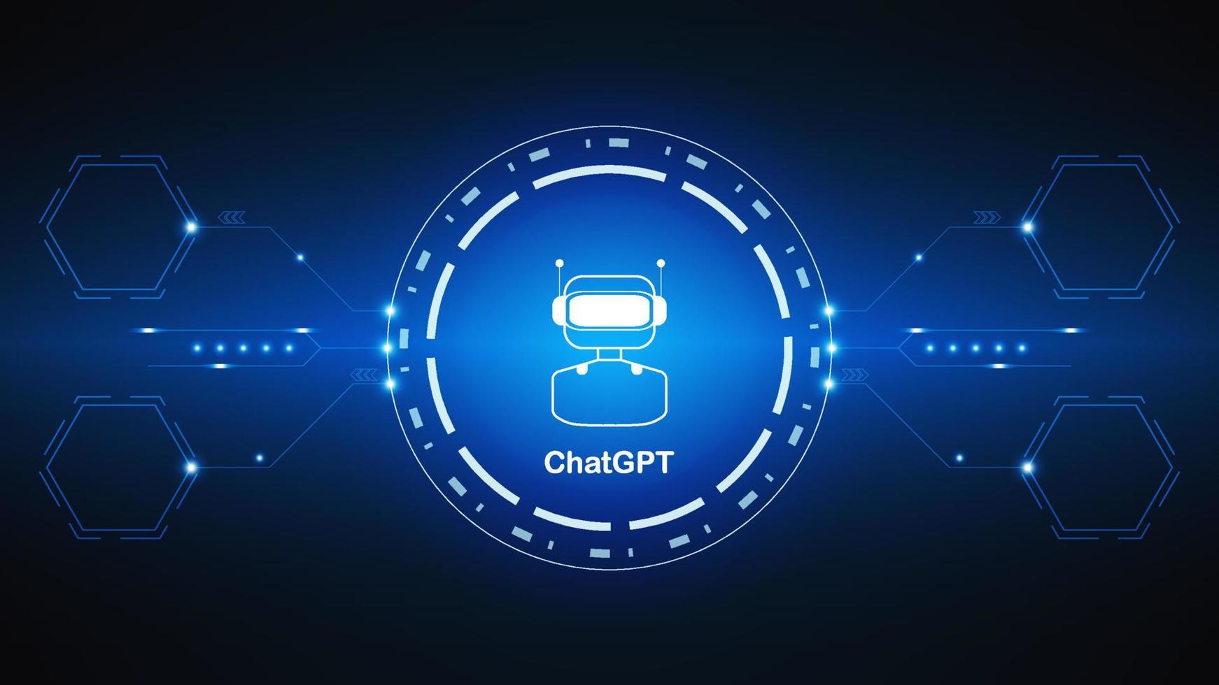 chatgpt ai Hitech-Konzept der Technologie der künstlichen Intelligenz. chat gpt mit smart bot, open ai, linie, lichter, technologiezusammenfassung, vektor. Design für Chat, Webbanner, Hintergrund, Transformation. vektor