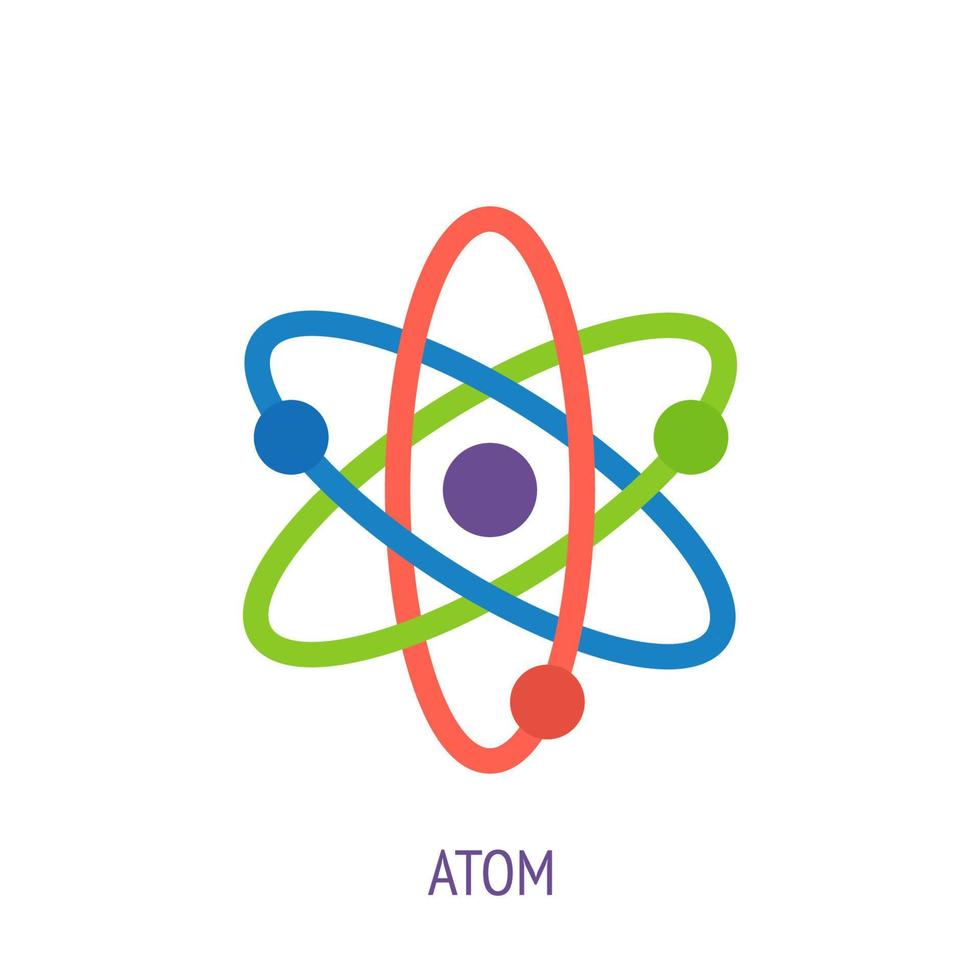 atom med kärna och elektroner platt ikon vektor