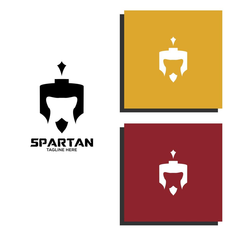 spartanisches Kriegersymbol Schild und Helm, Wappen. spartanisches Helmlogo, Vektorillustration von spartanischem Schild und Helm, Inspiration für das Design des spartanischen römischen Helmrüstungskriegerlogos vektor