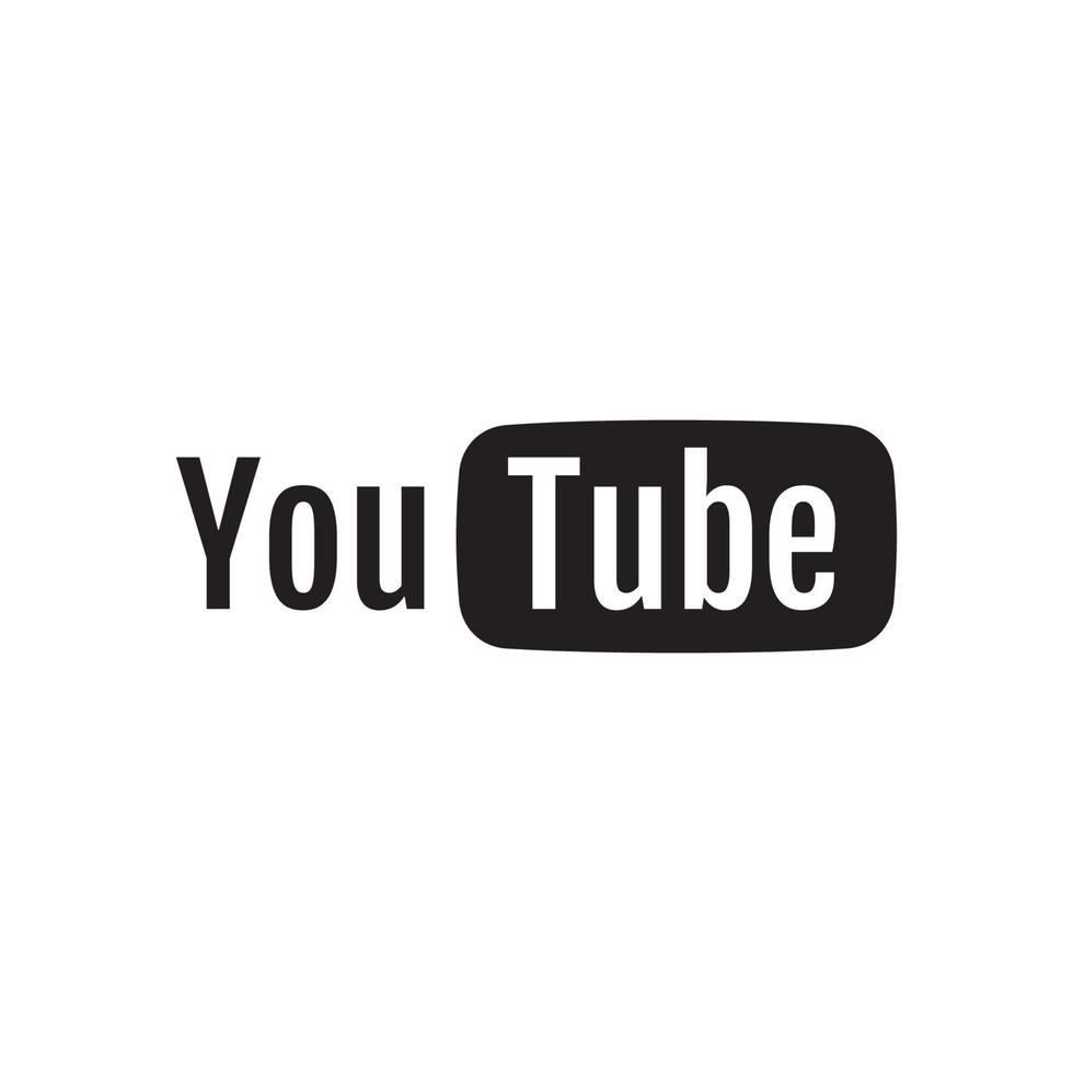 YouTube-Logo schwarz und weiß, schwarzes YouTube-Symbol, YouTube-Logo vektor