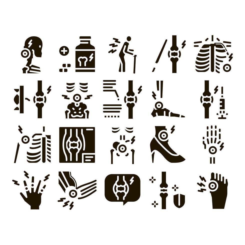 Arthritis-Krankheit-Glyphen-Set-Vektor vektor