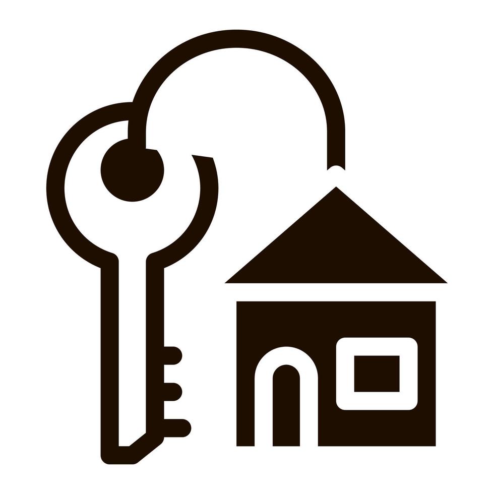 Schlüssel mit Schlüsselanhänger im Gebäude Form Vektor Zeichen Symbol