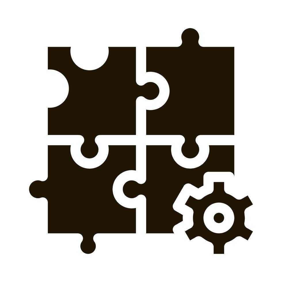 Puzzle-Spiel und Gang-Agile-Element-Glyphen-Symbol vektor