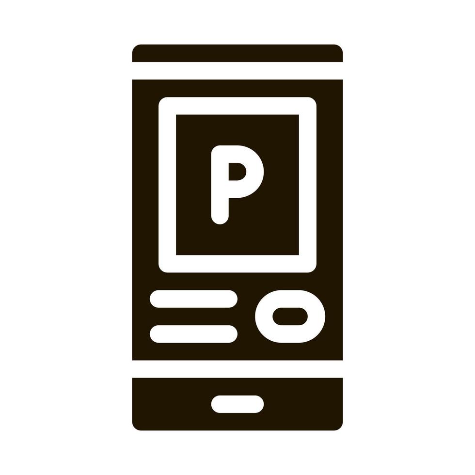 parkering Ansökan i telefon ikon vektor glyf illustration