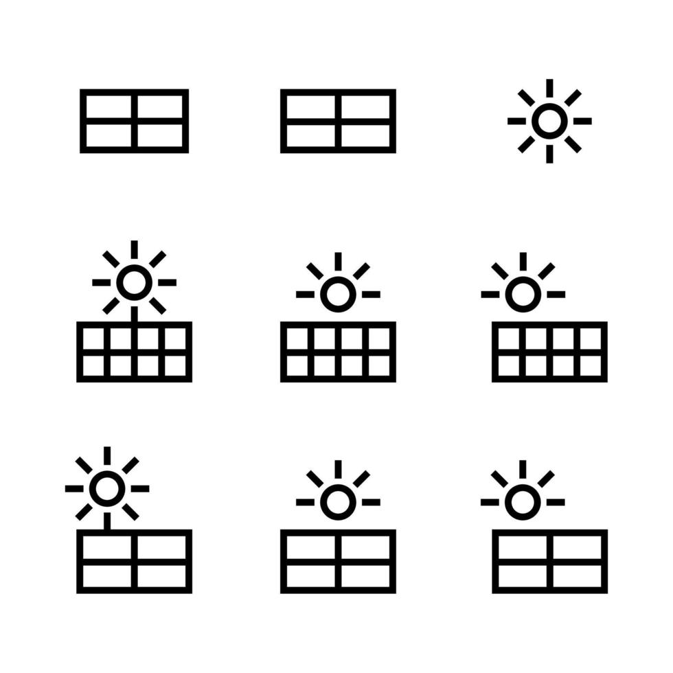 packa enkel sol- energi panel och solar ikon vektor isolerat illustration