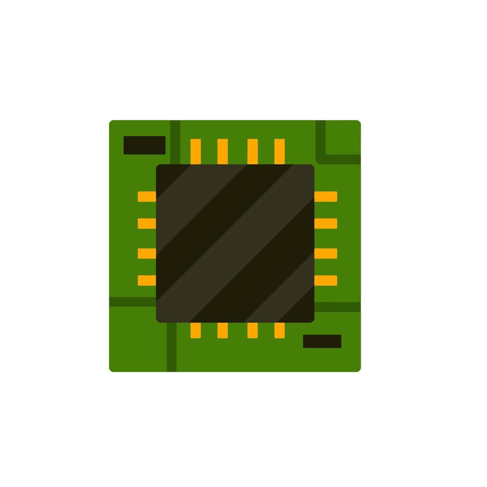 chip. dator Tillbehör. grön mikrochip. de mikroprocessor och mikrokrets ikon. modern teknologi. platt illustration vektor