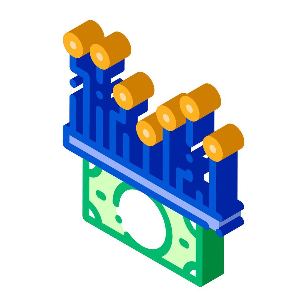 isometrische symbolvektorillustration des elektronischen geld-bargeldchips vektor