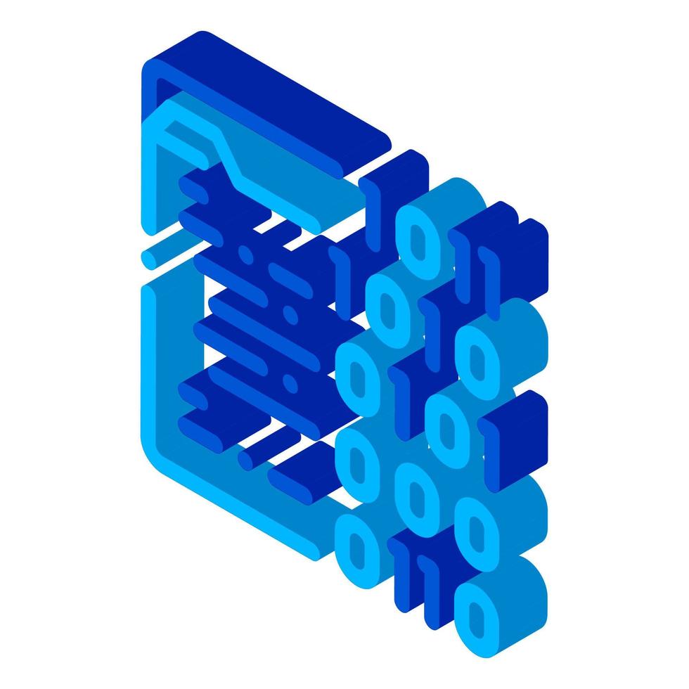 isometrische symbolvektorillustration des binärdatei-codierungssystems vektor